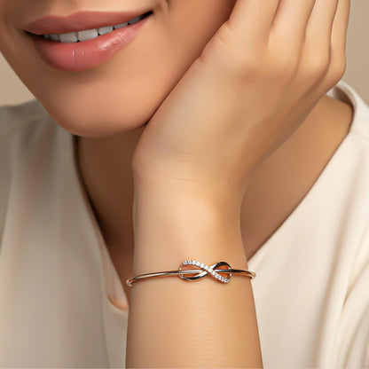 Rose Gold Glittering Zirconia Infinity Bangle