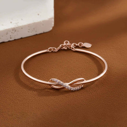 Rose Gold Glittering Zirconia Infinity Bangle