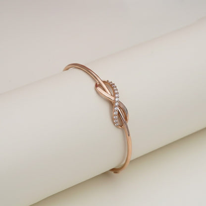 Rose Gold Glittering Zirconia Infinity Bangle