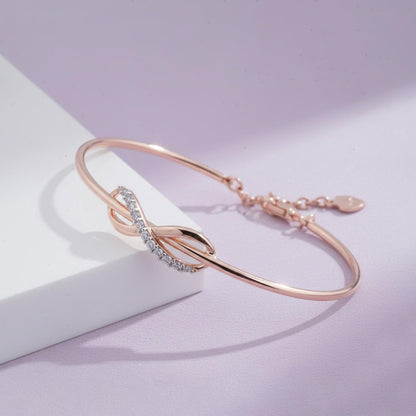 Rose Gold Glittering Zirconia Infinity Bangle