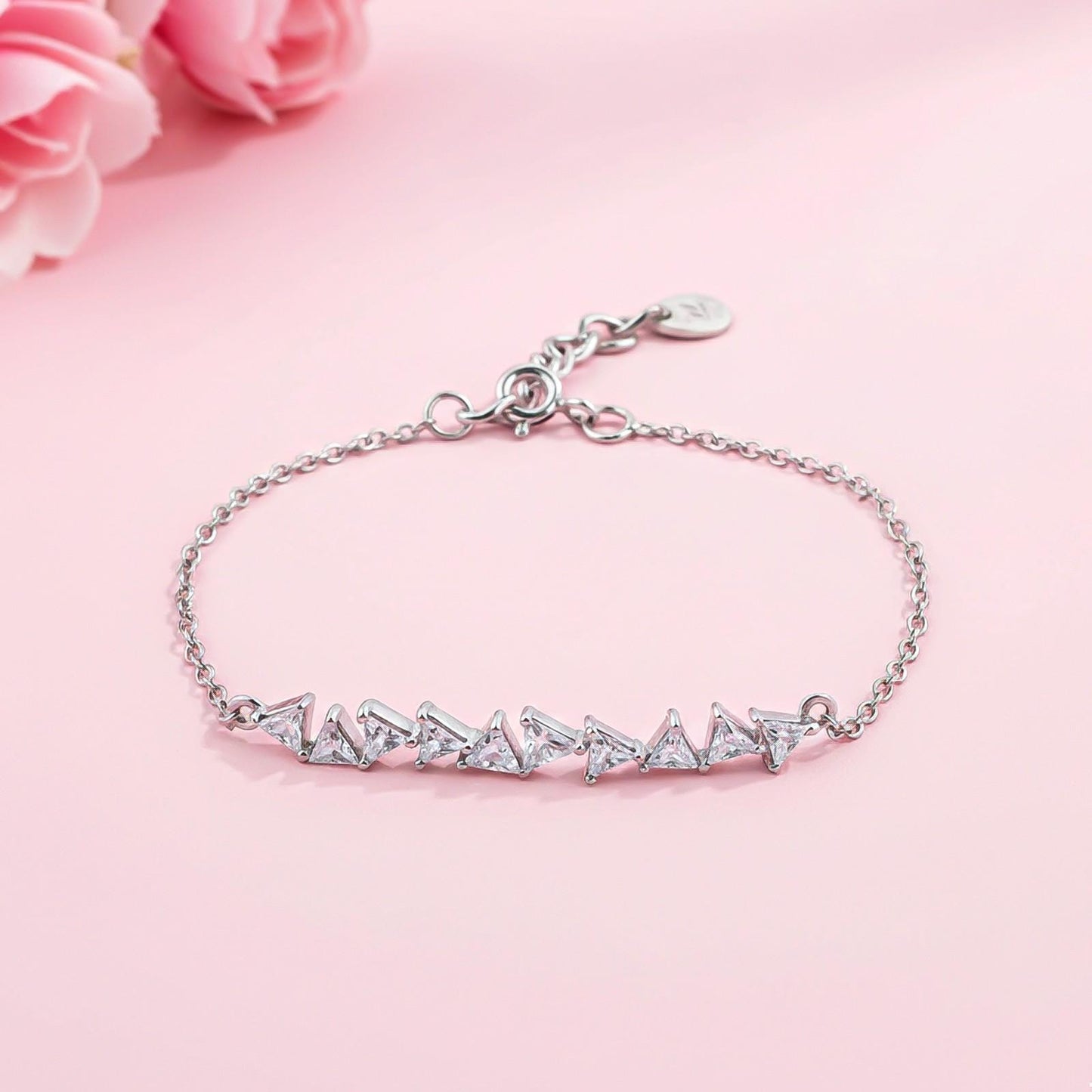 Silver Trillion Crystal Bracelet For Her