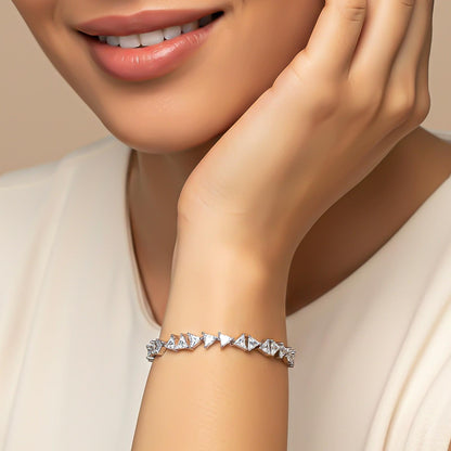 Silver Trillion Crystal Bracelet For Her