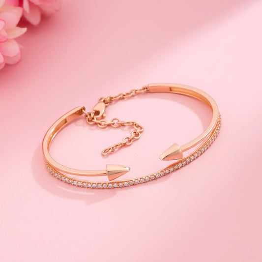 Rose Gold Double Arrow Adjustable Bangle
