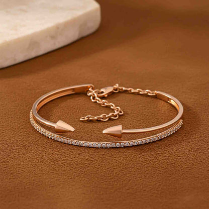 Rose Gold Double Arrow Adjustable Bangle