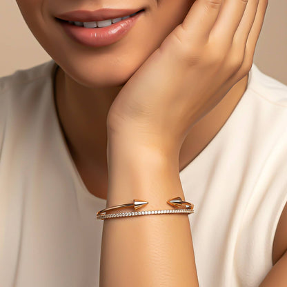 Rose Gold Double Arrow Adjustable Bangle