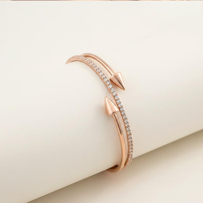 Rose Gold Double Arrow Adjustable Bangle