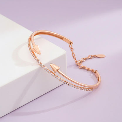 Rose Gold Double Arrow Adjustable Bangle