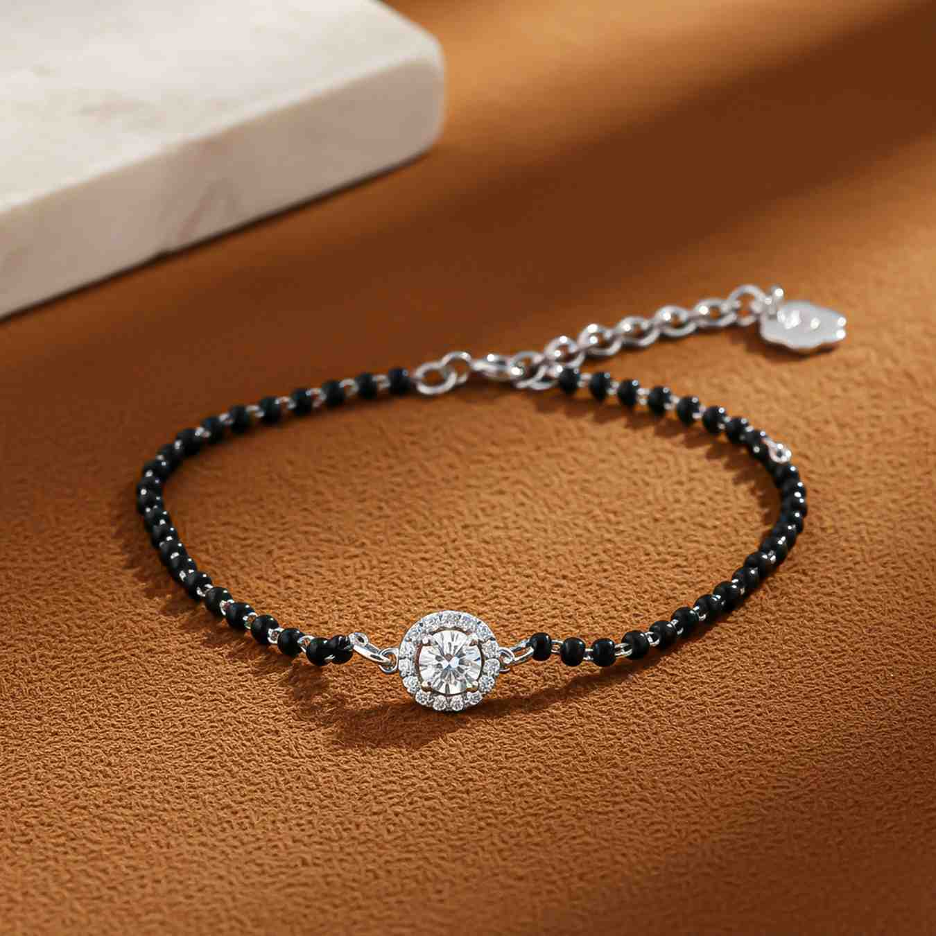 Silver Solitaire Halo Bead Bracelet