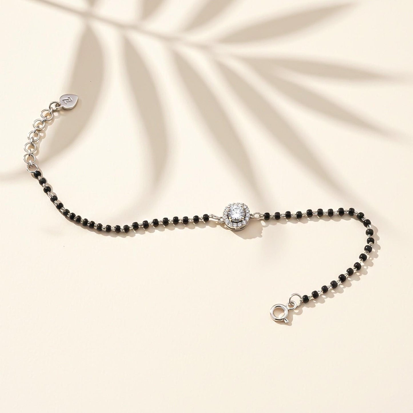 Silver Solitaire Halo Bead Bracelet