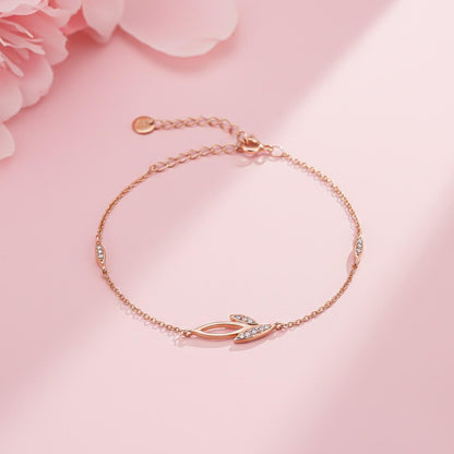 Rose Gold Leaves Layered Bracelet