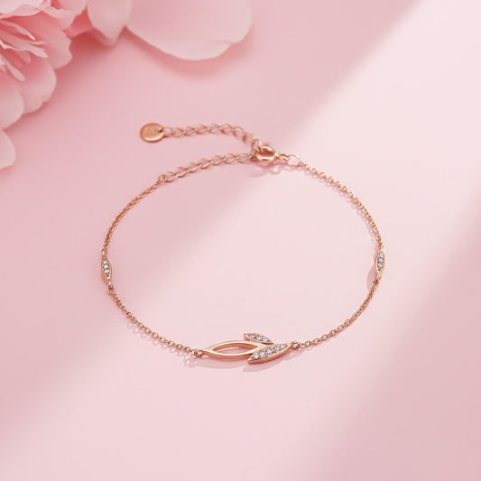 Rose Gold Leaves Layered Bracelet