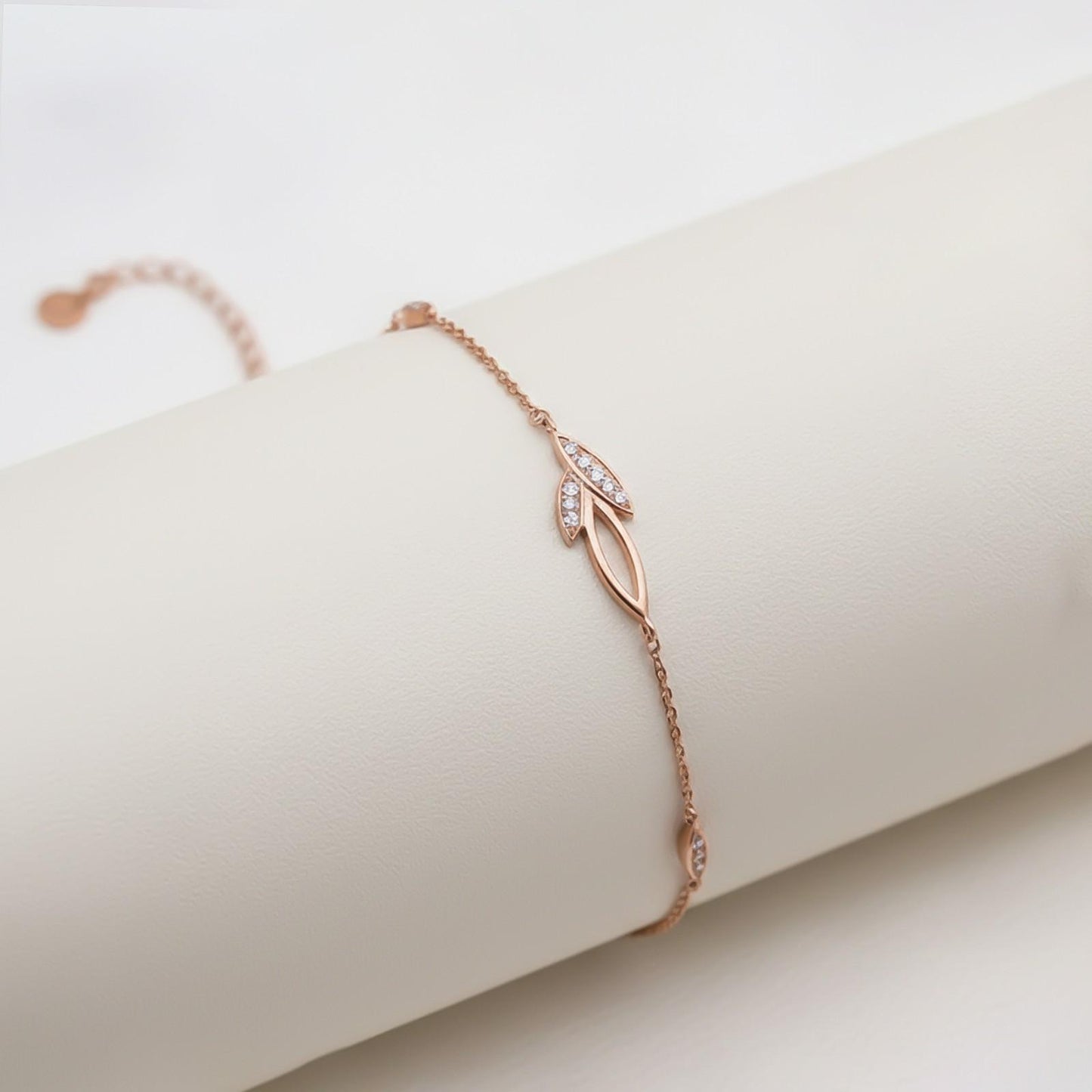 Rose Gold Leaves Layered Bracelet