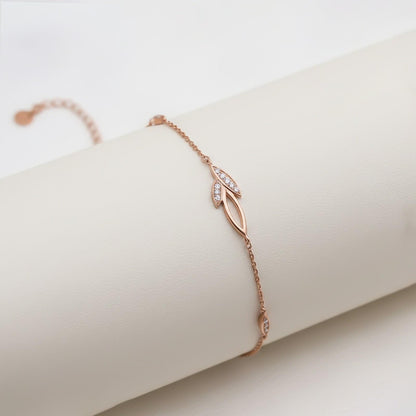 Rose Gold Leaves Layered Bracelet