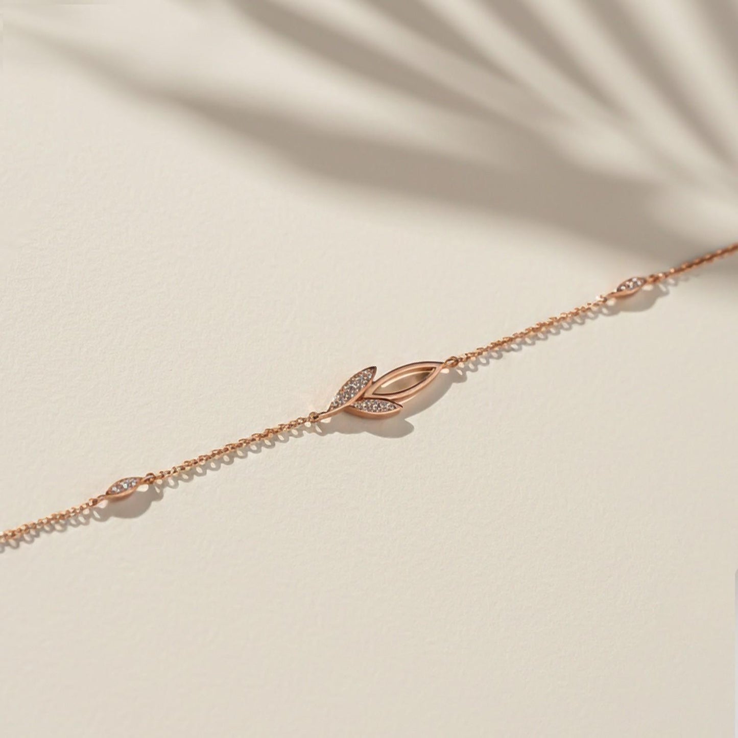 Rose Gold Leaves Layered Bracelet
