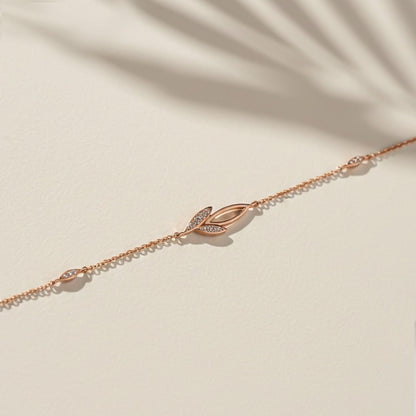 Rose Gold Leaves Layered Bracelet