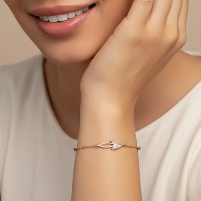 Rose Gold Leaves Layered Bracelet