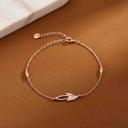 Rose Gold Leaves Layered Bracelet