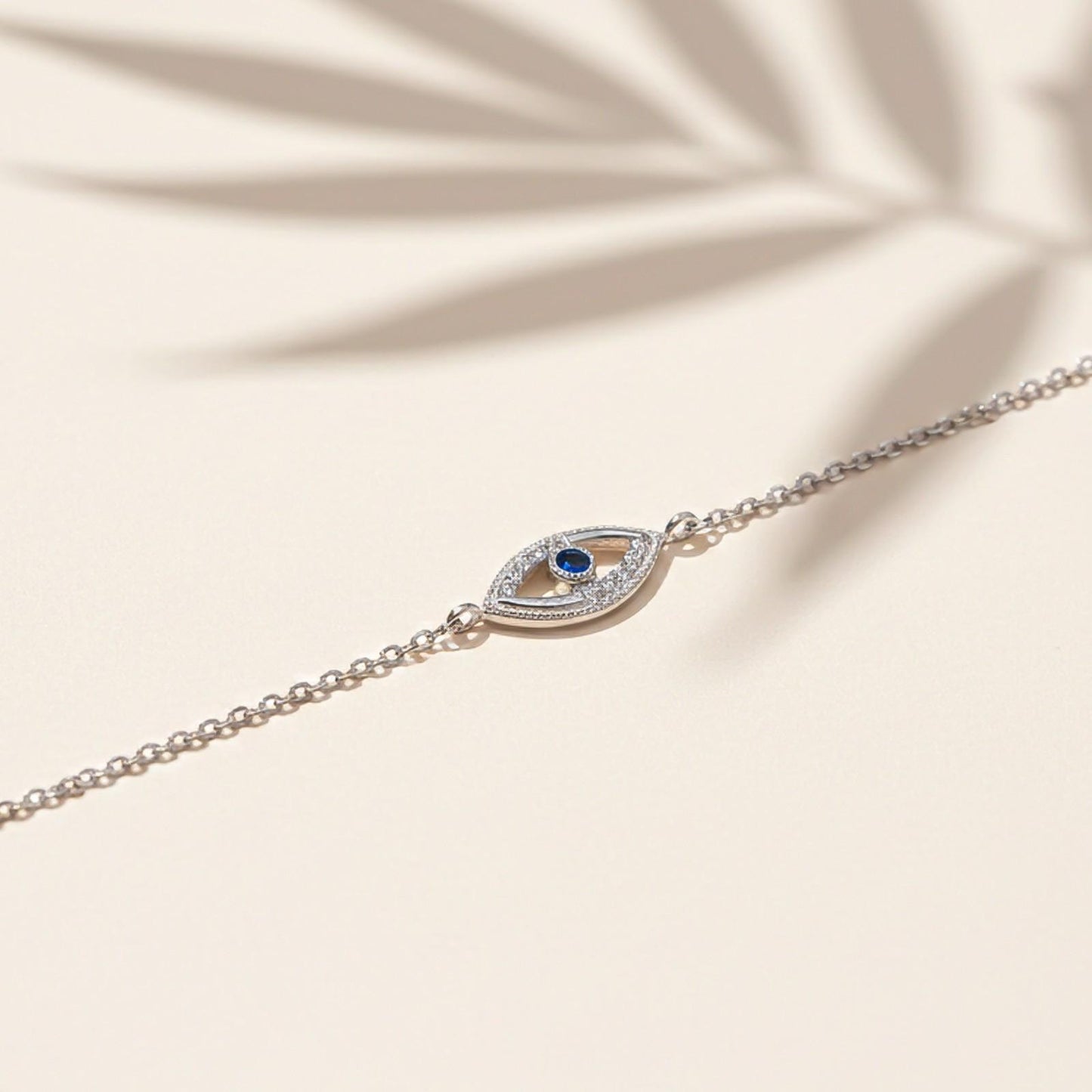 Silver Sapphire Evil Eye Bracelet