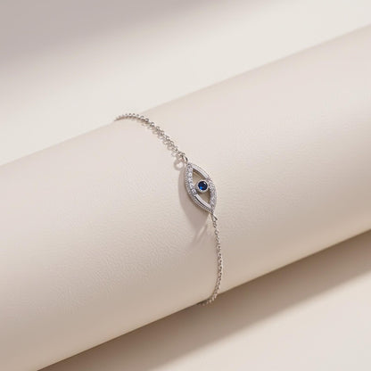Silver Sapphire Evil Eye Bracelet