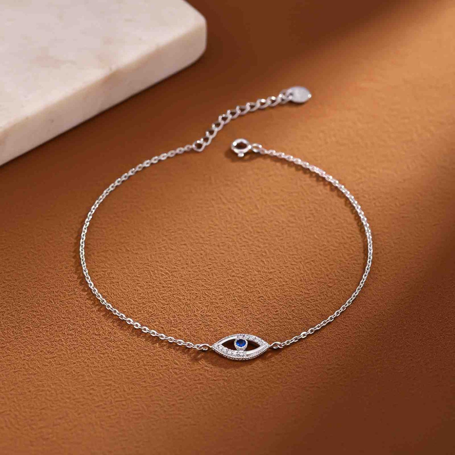 Silver Sapphire Evil Eye Bracelet