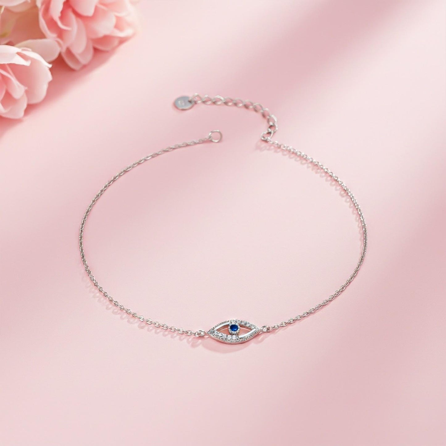Silver Sapphire Evil Eye Bracelet
