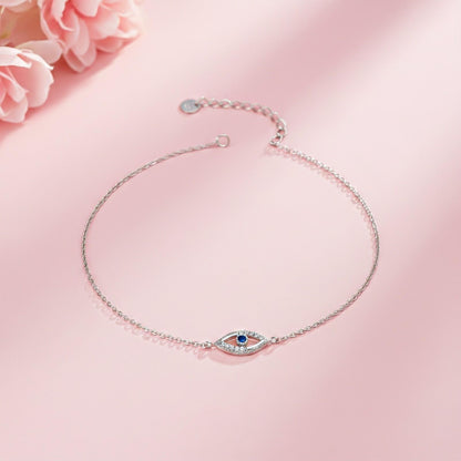 Silver Sapphire Evil Eye Bracelet