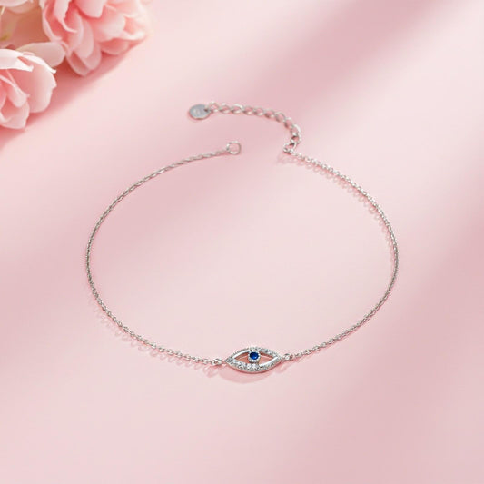 Silver Sapphire Evil Eye Bracelet