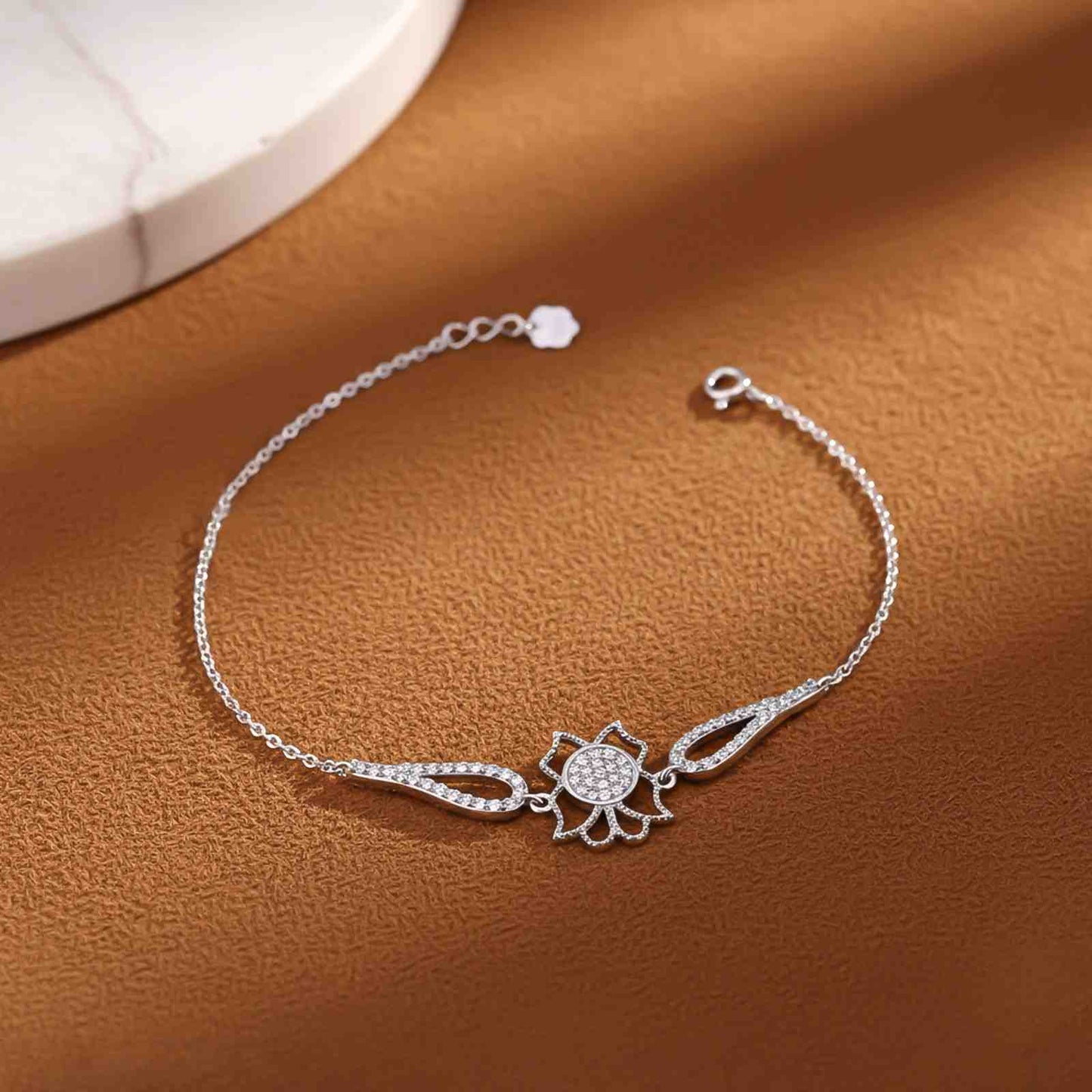 Silver Lotus Flower Bracelet