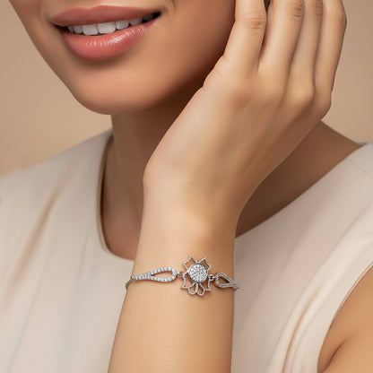 Silver Lotus Flower Bracelet