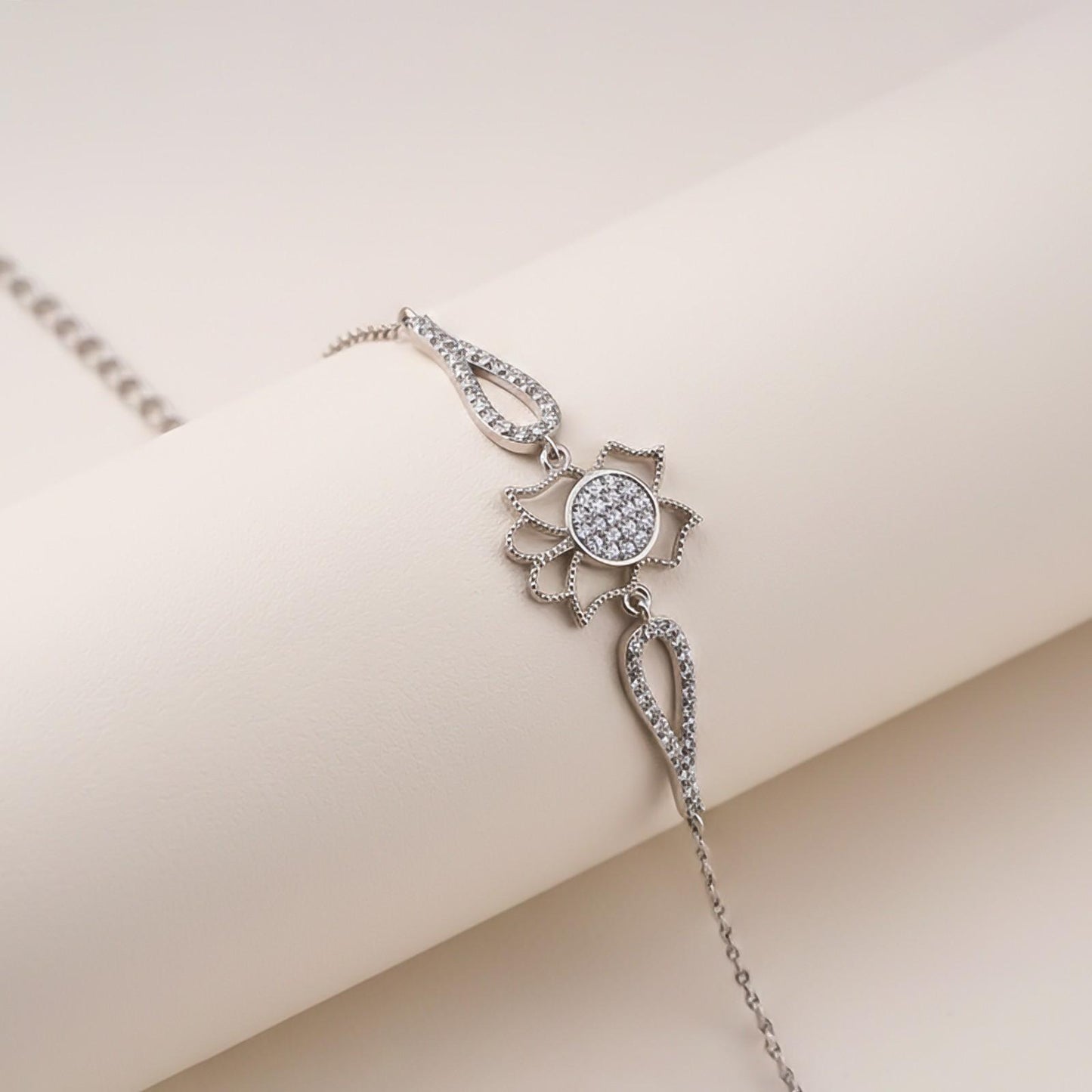 Silver Lotus Flower Bracelet