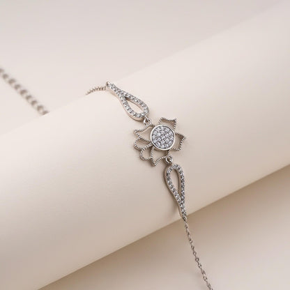 Silver Lotus Flower Bracelet