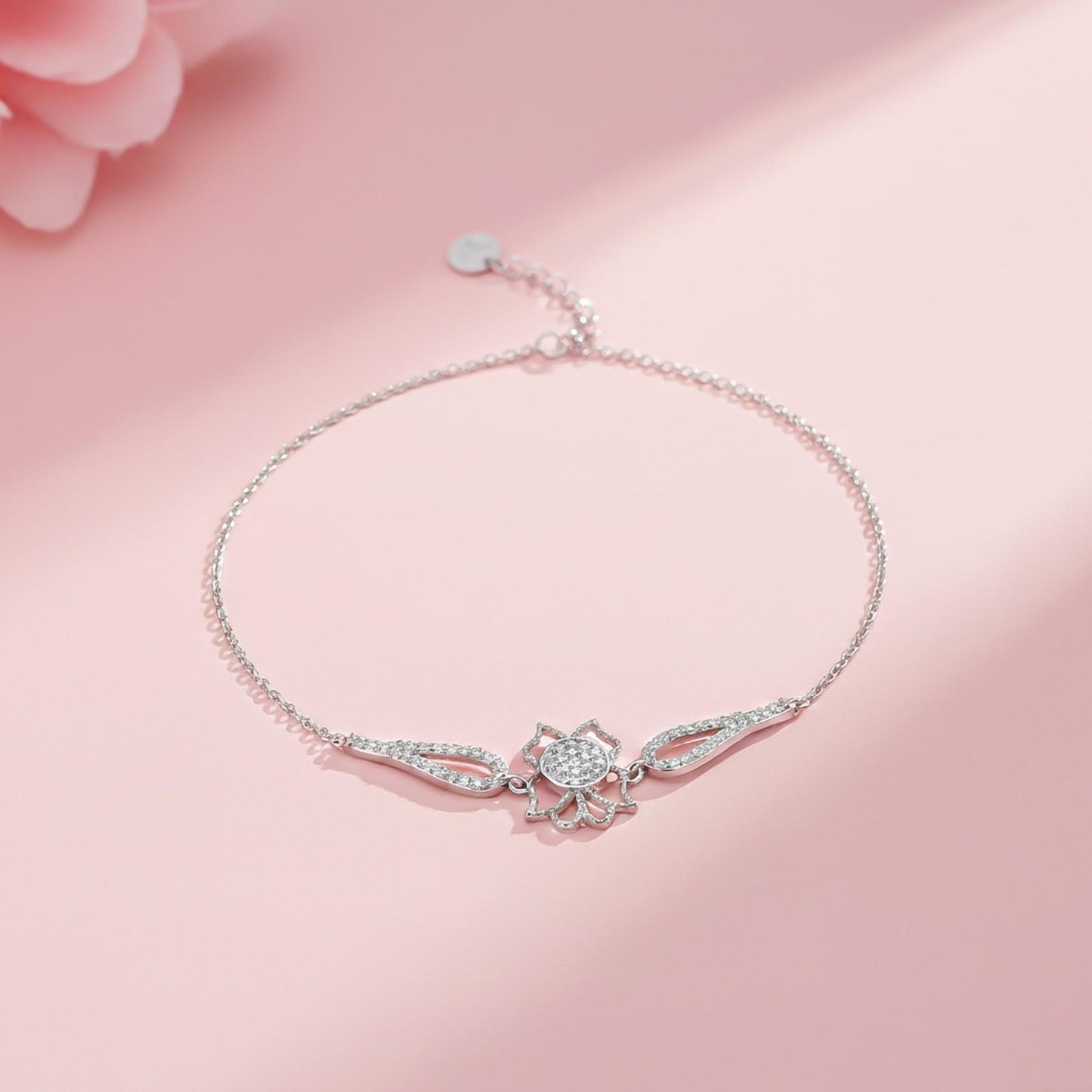 Silver Lotus Flower Bracelet