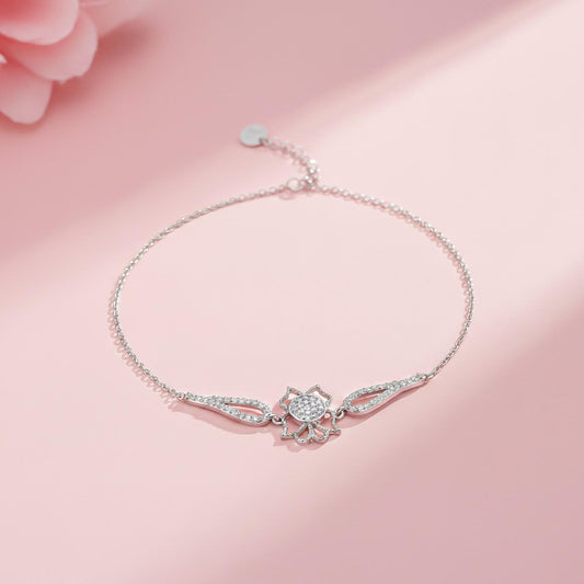 Silver Lotus Flower Bracelet