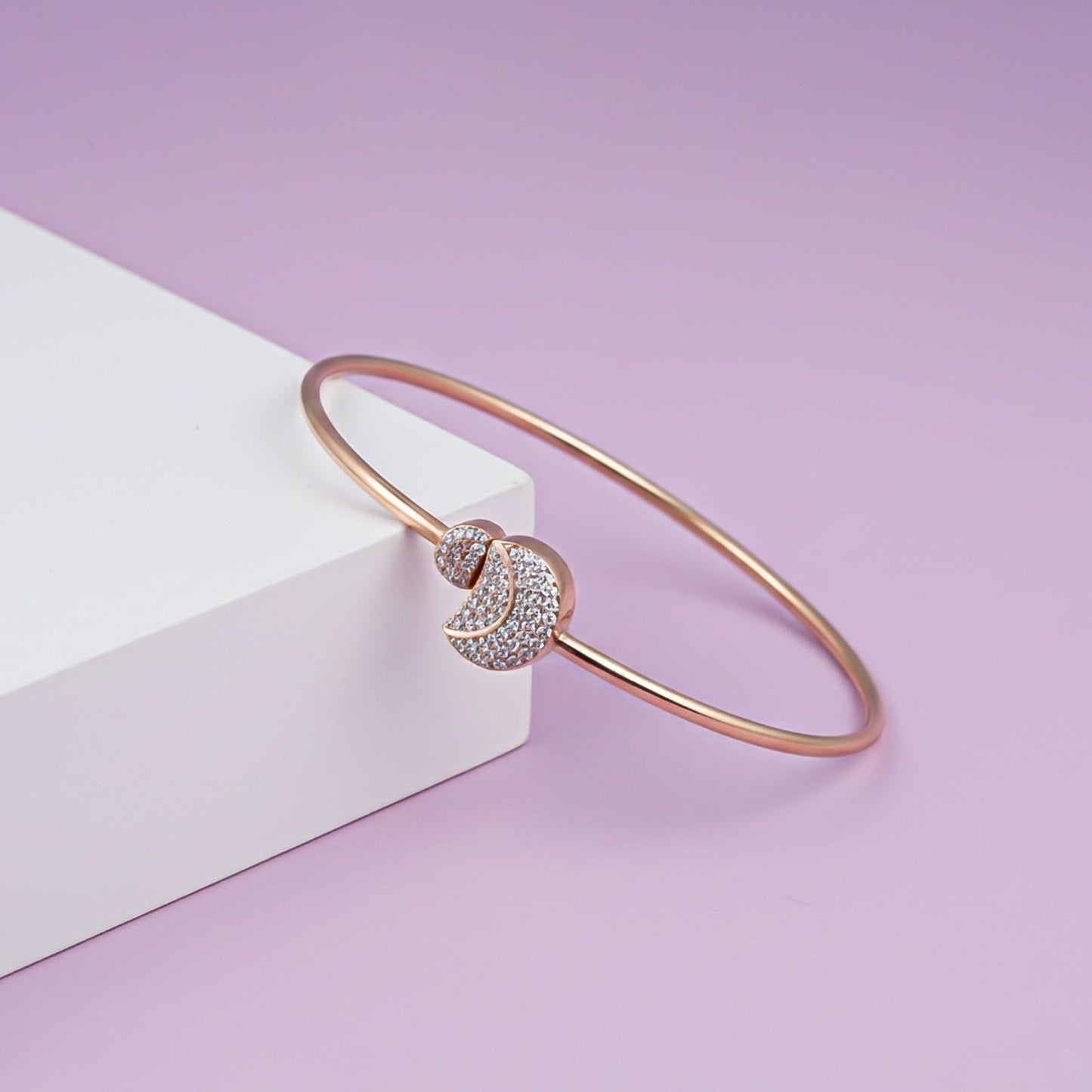 Rose Gold Vermiel Fiji Pave Diamond Bangle