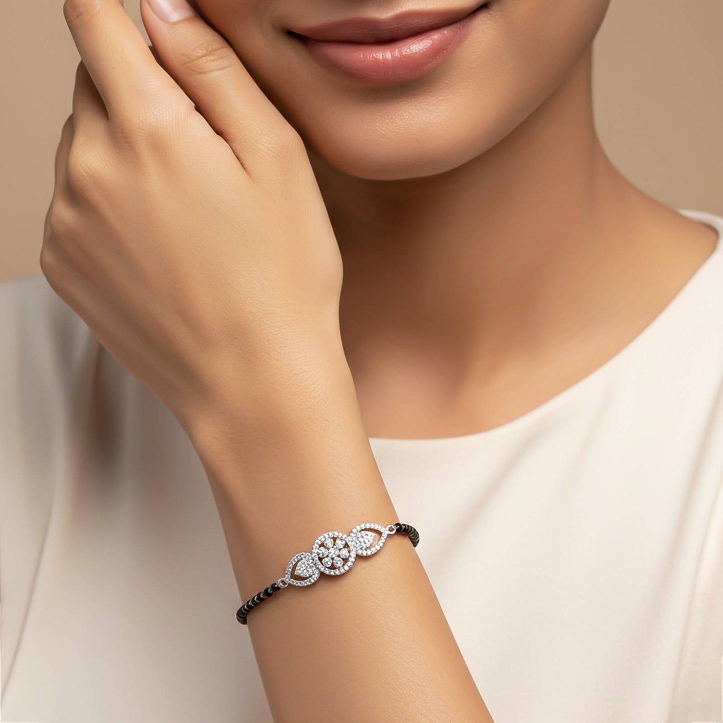 Silver Nature Inspired Bridal Bracelet
