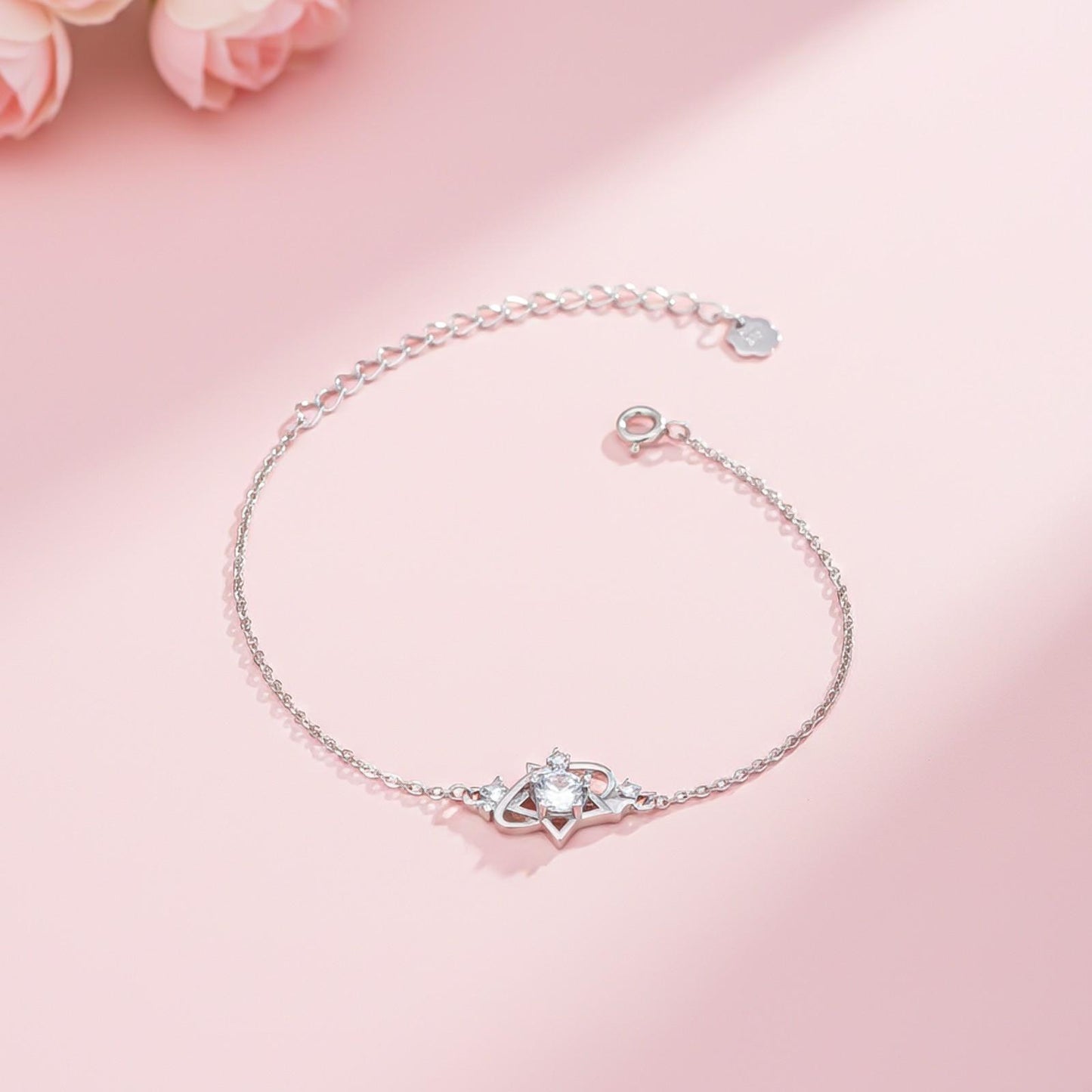 Silver Layered Star Link Bracelet