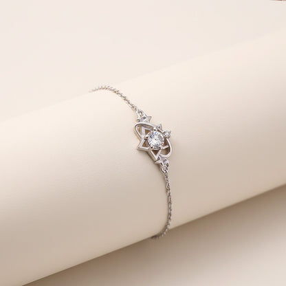 Silver Layered Star Link Bracelet