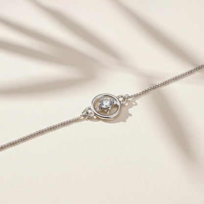 Silver Solitaire Circle Bracelet