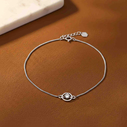 Silver Solitaire Circle Bracelet