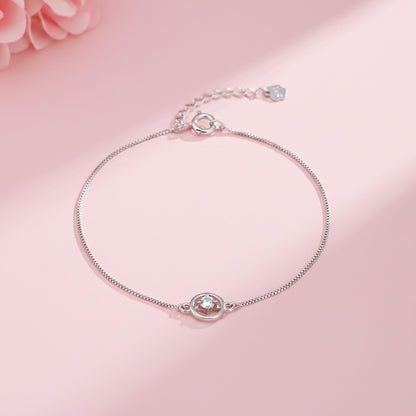 Silver Solitaire Circle Bracelet