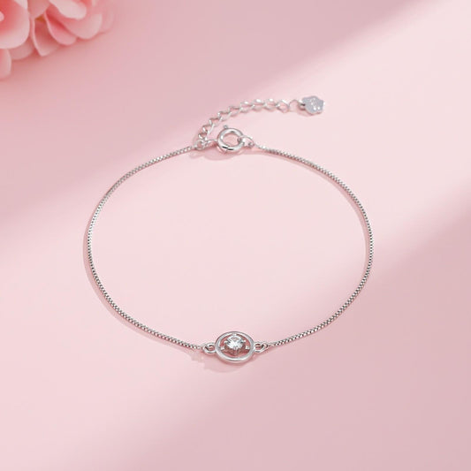 Silver Solitaire Circle Bracelet