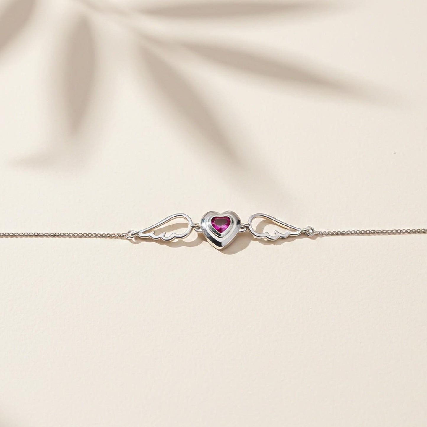 Silver Covered Heart Angle Wings Bracelet