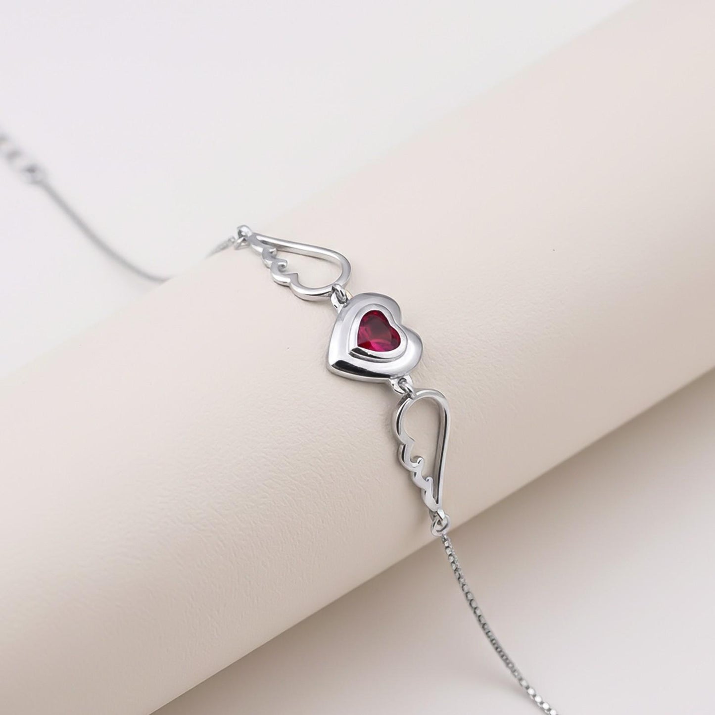 Silver Covered Heart Angle Wings Bracelet