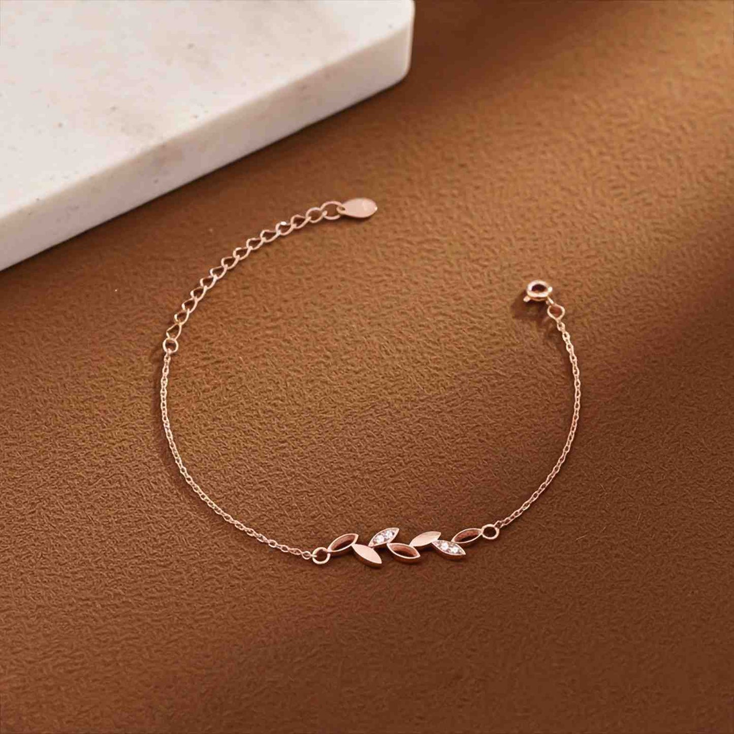 Rose Gold Olive Leaf Bracelet