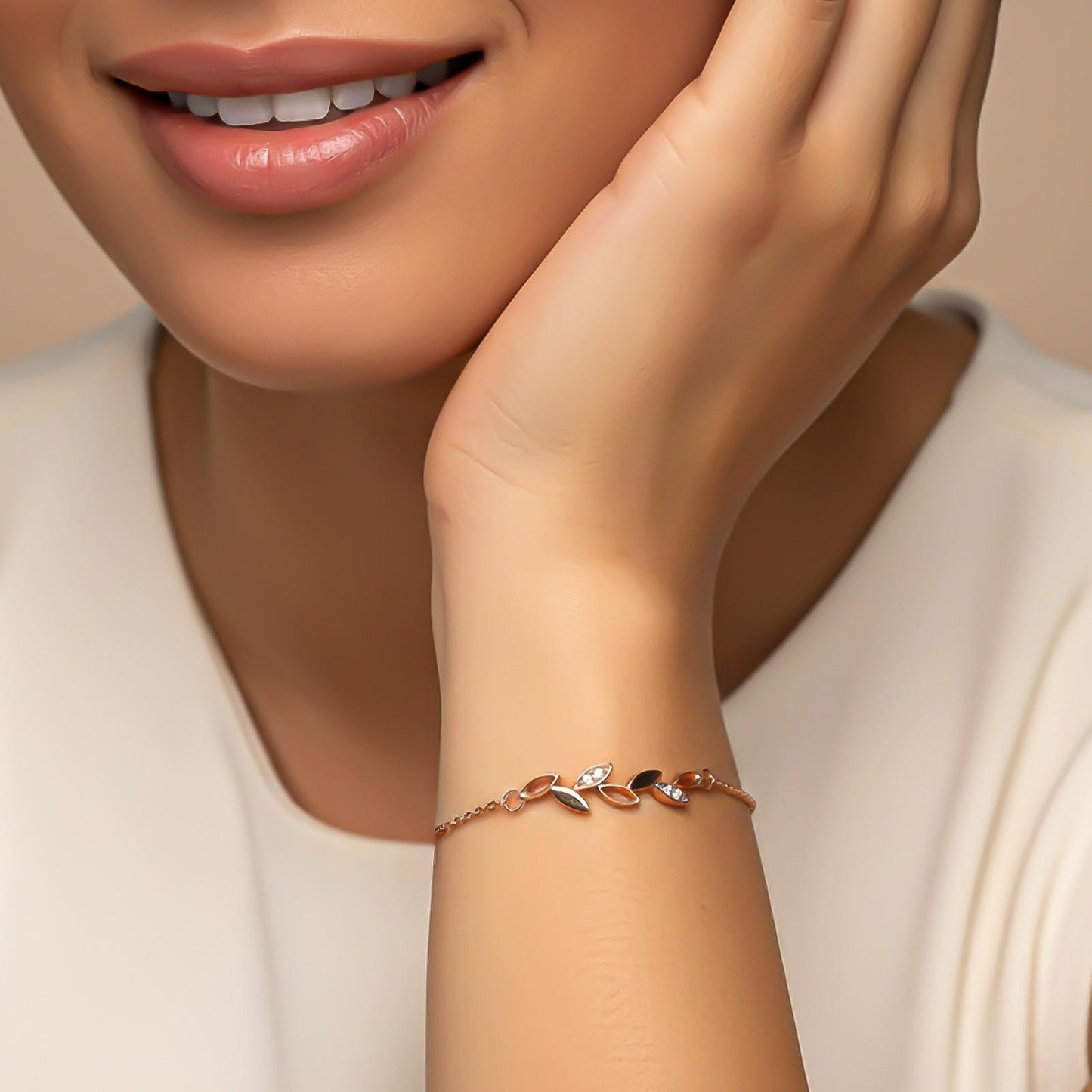 Rose Gold Olive Leaf Bracelet