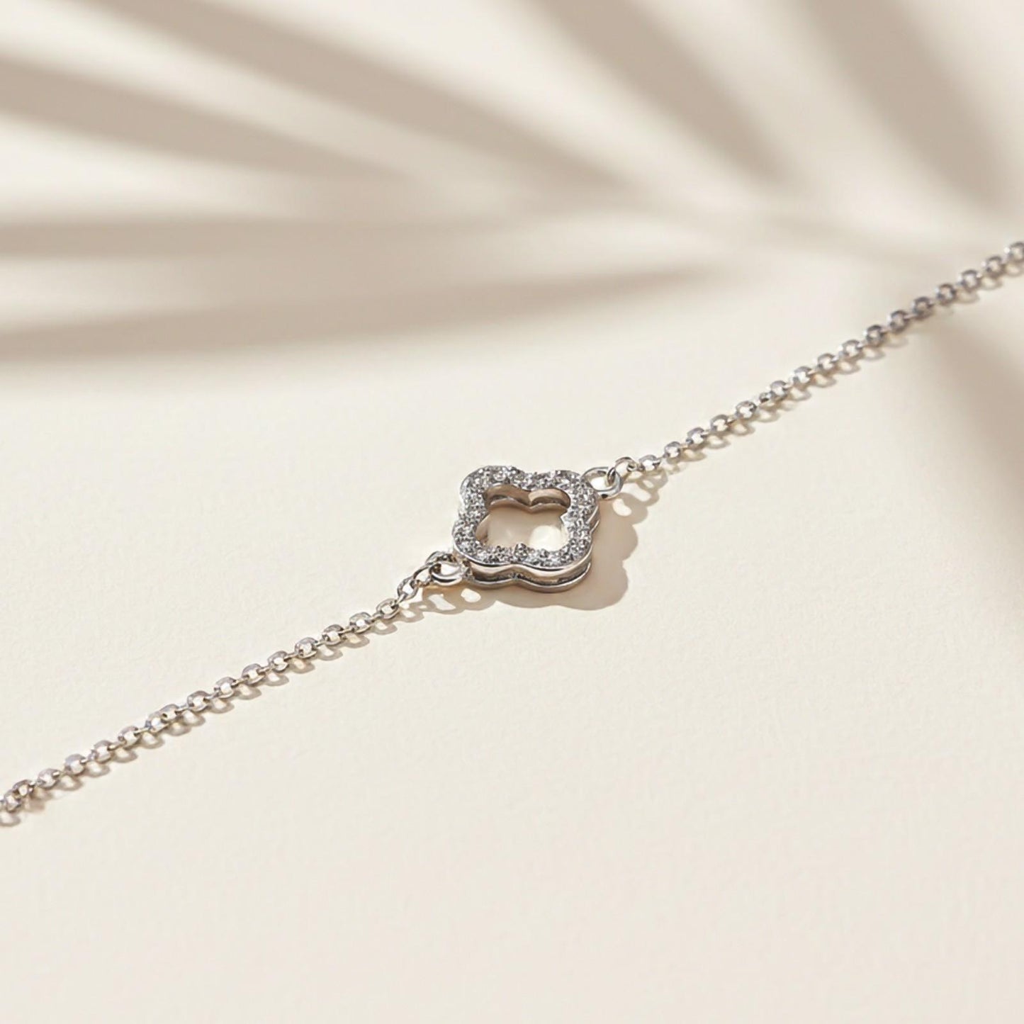 Silver Dainty Clover Chain Bracelet