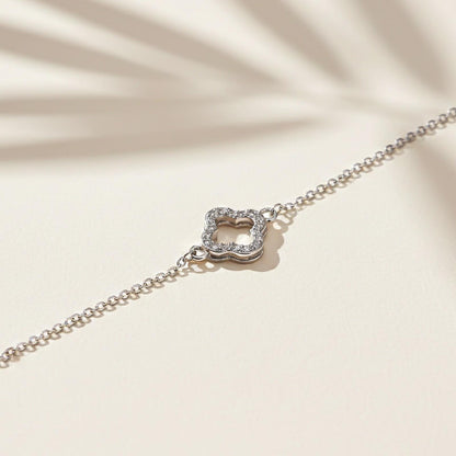Silver Dainty Clover Chain Bracelet