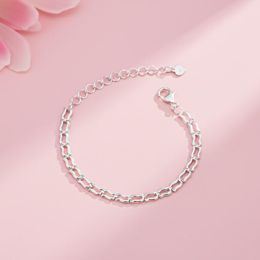 Silver Wave Link Bracelet