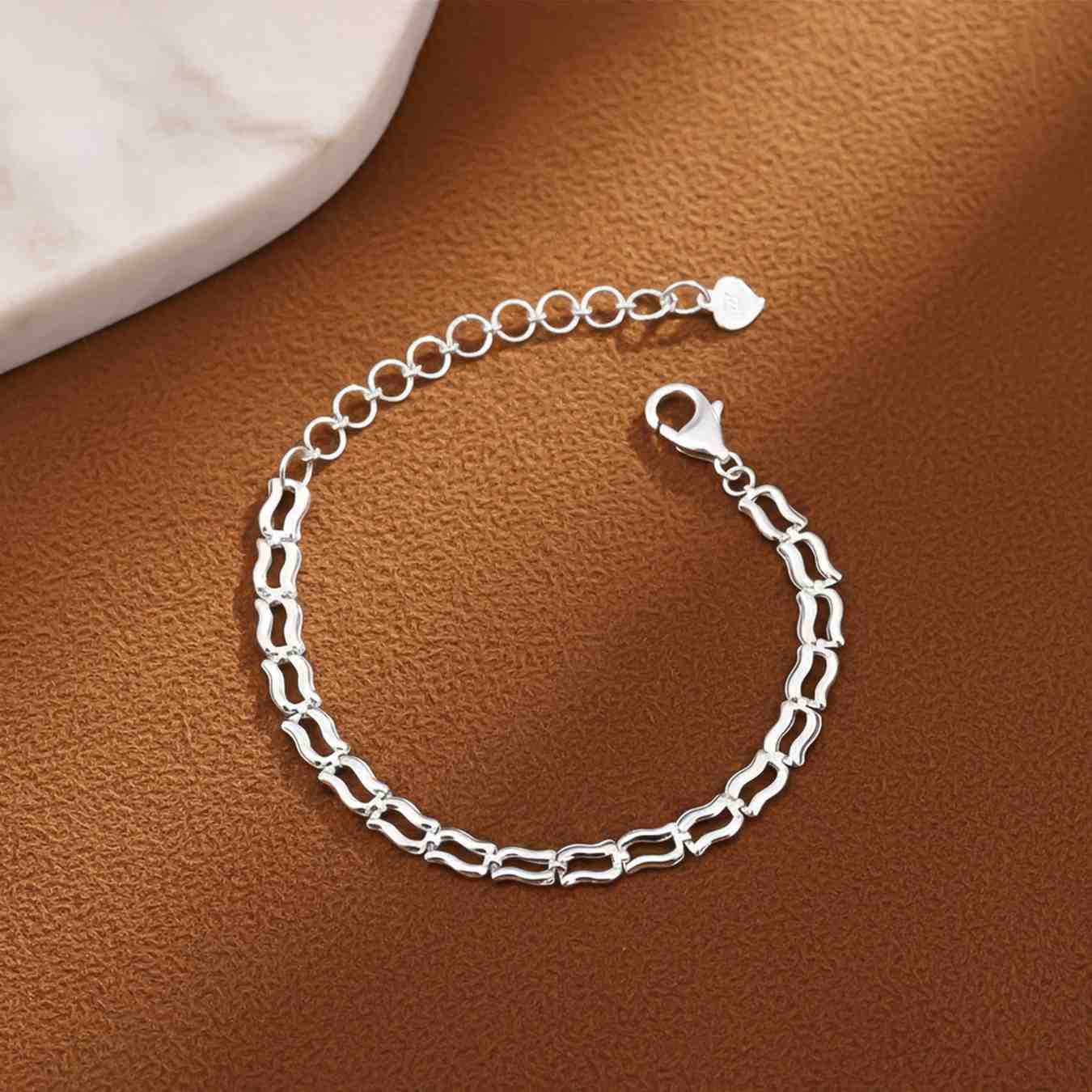 Silver Wave Link Bracelet