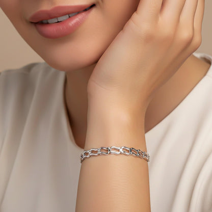 Silver Wave Link Bracelet